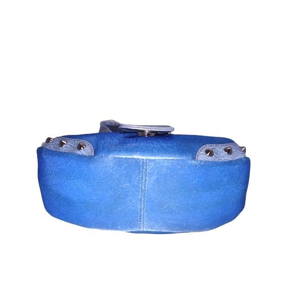 Gabaangs NWT Blue Velvet & Faux Croc Embossed Leather Shoulder Bag 10"X5"X3" - Picture 6 of 8